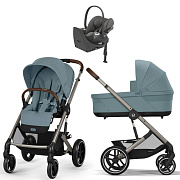 Коляска Cybex Balios S Lux TPE complete Cloud T Mirage Grey Base T 4 в 1 Stormy Blue с дождевиками