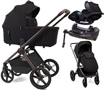Детская коляска Peppy Soho 4 в 1 с автокреслом Verona Black и базой Black (черный) рама шоколад
