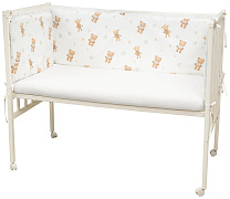 Борт в кроватку Indigo Лесные зверята из 4-х частей, с рюшкой, чехлы съемные, поплин мишки