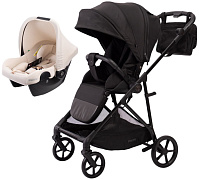 Прогулочная коляска Peppy Amici с автокреслом Rise Milk Black рама Black