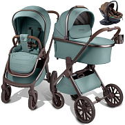 Детская коляска AmaroBaby Motus Premium Ecco Exclusive 4 в 1 с автокреслом Rant Miro Moca и базой лагуна