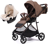 Прогулочная коляска Peppy Amici с автокреслом Rise Milk Mocca рама Mocca