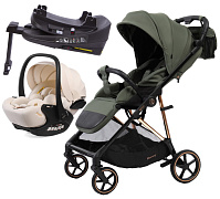 Прогулочная коляска Peppy Amici с автокреслом Verona Beige и базой Green рама Gold