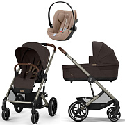 Коляска Cybex Balios S Lux TPE complete Cloud G Almond Beige Plus 3 в 1 Chocolate Brown с дождевиками