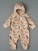 Комбинезон Little Star Гепарды с капюшоном футер с начесом 30321 (ЧЗ-мз) светло-бежевый 56