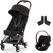 Коляска Cybex Coya Rosegold Frame Cloud G i-Size Magic Black Sepia Black с дождевиком и бампером