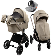 Детская коляска AmaroBaby Genius 3 в 1 с автокреслом Rant Cruise Grey бежевый