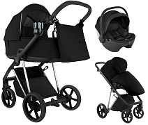 Детская коляска Roan Sol Vintage Luxury 2.0 3 в 1 с автокреслом Pituso Baesa Pro Black VIN 05/CB Caviar Black/Nickel/руч.Black