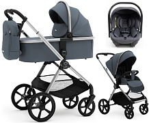 Коляска Agex Life 3 в 1 хромированная рама с автокреслом i-Team ATG080 Grey ALG590 Chrome Grey (Серый)