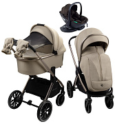 Детская коляска AmaroBaby Genius 4 в 1 с автокреслом Rant Miro Brown и базой бежевый