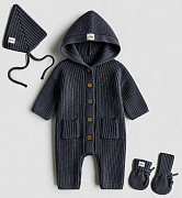 Комплект Mimibaby 3в1 с капюшоном (хлопок) антрацитовый 56