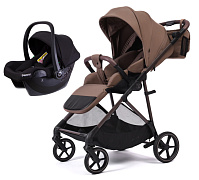 Прогулочная коляска Peppy Amici с автокреслом Rise Black Mocca рама Mocca