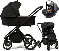 Детская коляска Peppy Monaco Plus 3 в 1 с автокреслом Jovikids Aria Black Black (черный), рама черная