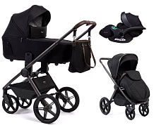 Детская коляска Peppy Monaco Thermo 3 в 1 с автокреслом Verona Black Black (черный), рама серо-коричневая