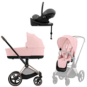 Коляска Cybex Priam IV Rosegold complete Cloud G Lava Grey Base G 3 в 1 Peach Pink