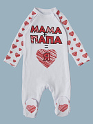 Комбинезон-асим на кнопках Little Star Мама+Папа=Я 8692 (ЧЗ-мз) белый 56