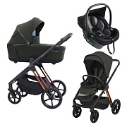 Детская коляска 3 в 1 Espiro Miloo 2025 и автокресло Pi Black 204 luxury green/Чёрный (Black 110)