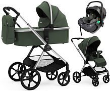 Коляска Agex Life 3 в 1 хромированная рама с автокреслом i-Safe Black ALC613 Crocodile (Зеленый)