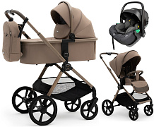 Коляска Agex Life 3 в 1 матовая рама с автокреслом i-Safe Black ALB620 Taupe Beige (Бежевый)