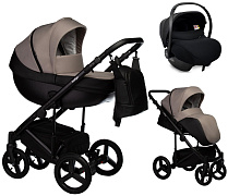 Детская коляска Indigo Tour Eco 3 в 1 с автокреслом Avionaut Cosmo Te09 черная кожа+серо-бежевый