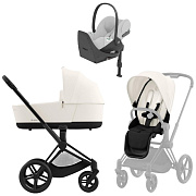Коляска Cybex Priam IV Matt Black complete Cloud T Platinum White Plus Base T 3 в 1 Off White