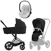 Коляска 3 в 1 Cybex Priam IV Matt Black complete и автокресло Cloud T i-Size Platinum White Plus Sepia Black