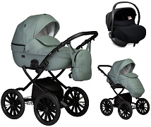 Детская коляска Indigo Mio Eco Plus 14 3 в 1 с автокреслом Avionaut Cosmo 03 шалфей кожа