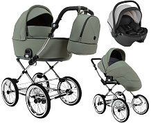 Детская коляска Roan Bass Next Classic d14 2.0 3 в 1 с автокреслом Pituso Baesa Pro Black,Beige Canopy BSNC/92/2 Sage Green/Black/руч.Black