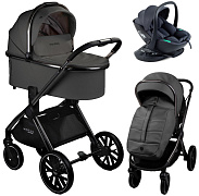 Детская коляска AmaroBaby Motus Premium Ecco 4 в 1 с автокреслом Rant Miro Dark Grey и базой серый