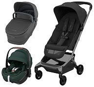 Детская коляска Maxi-Cosi Fame Cabin 3 в 1 с автокреслом Pebble 360 Pro Twillic Green Onyx Black/черный