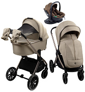 Детская коляска AmaroBaby Genius 4 в 1 с автокреслом Rant Miro Moca и базой бежевый