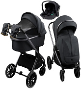 Детская коляска AmaroBaby Genius 3 в 1 с автокреслом Rant Miro Black серый