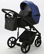 Детская коляска Adamex Mobi Deluxe 2 в 1 M-SD13 (СИНИЙ ПЕРЛ+ЧЕРНАЯ КОЖА)