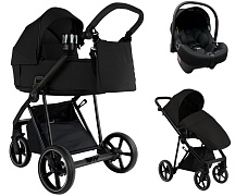 Детская коляска Roan Sol 2.0 3 в 1 с автокреслом Tutis Elo Lux EduSky Black SLL/30/T Caviar Black/Black/руч.Black