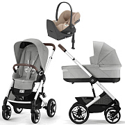Коляска Cybex Talos S Lux SLV complete Cloud T Cozy Beige Plus Base T 4 в 1 Stone Grey с дождевиками
