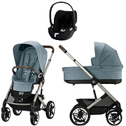 Коляска Cybex Talos S Lux TPE complete Cloud T Sepia Black Plus 3 в 1 Stormy Blue с дождевиками