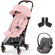Коляска Cybex Coya Rosegold Frame Cloud G i-Size Lava Grey Peach Pink с дождевиком и бампером