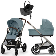 Коляска Cybex Balios S Lux TPE complete Cloud T Sepia Black Plus Base T 4 в 1 Stormy Blue с дождевиками