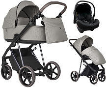 Детская коляска Roan Sol Luxury 2.0 3 в 1 с автокреслом Tutis Elo Lux EduSky Black SLSS/10 Silk Soft/Nickel/руч.Cappuccino/к.Capp(2 места)