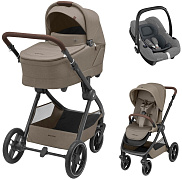Коляска детская Maxi-Cosi Oxford Plus 3 в 1 с автокреслом CabrioFix Select grey 1978470110 Twillic Truffle/Трюфель