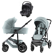 Детская коляска 3 в 1 Britax Roemer Smile 5Z Style и автокресло Baby-Safe Core Midnight Grey Harbor Blue