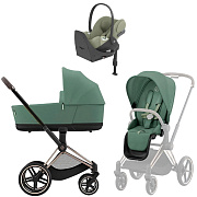 Коляска Cybex Priam IV Rosegold complete Cloud T Sage Green Plus Base T 4 в 1 Leaf Green