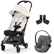 Коляска Cybex Coya Matt Black Frame Cloud G i-Size Lava Grey Off White с дождевиком и бампером