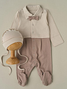 Комбинезон и шапочка-котелок Little Star Джентльмен 30392 (ЧЗ-мз) серо-бежевый/серый 56