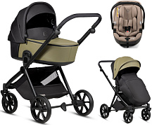 Детская коляска Tutis Mio 3 Plus Leather New 3 в 1 с автокреслом Beno Beige 1622025 Olive