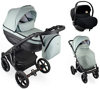 Детская коляска Bexa Ideal Eco 3 в 1 с автокреслом Avionaut Cosmo IE04 черный+шалфей кожа