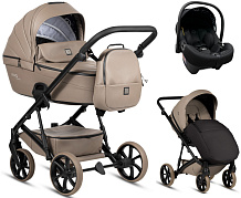 Детская коляска Tutis Viva 6 Plus Leather 3 в 1 с автокреслом Elo Lux EduSky Black 1612149 Cappuccino