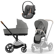 Коляска Cybex Priam IV Chrome Brown complete и автокресло Cloud G i-Size Lava Grey Plus 3 в 1 Mirage Grey