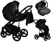 Детская коляска Indigo Tour Eco 3 в 1 с автокреслом Avionaut Cosmo Grey Te06 черная кожа