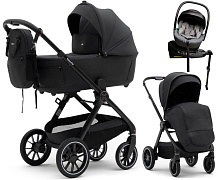Коляска Agex Prima Pro 4 в 1 с автокреслом i-Safe Grey и базой Midnight Grey (Темно-серый)